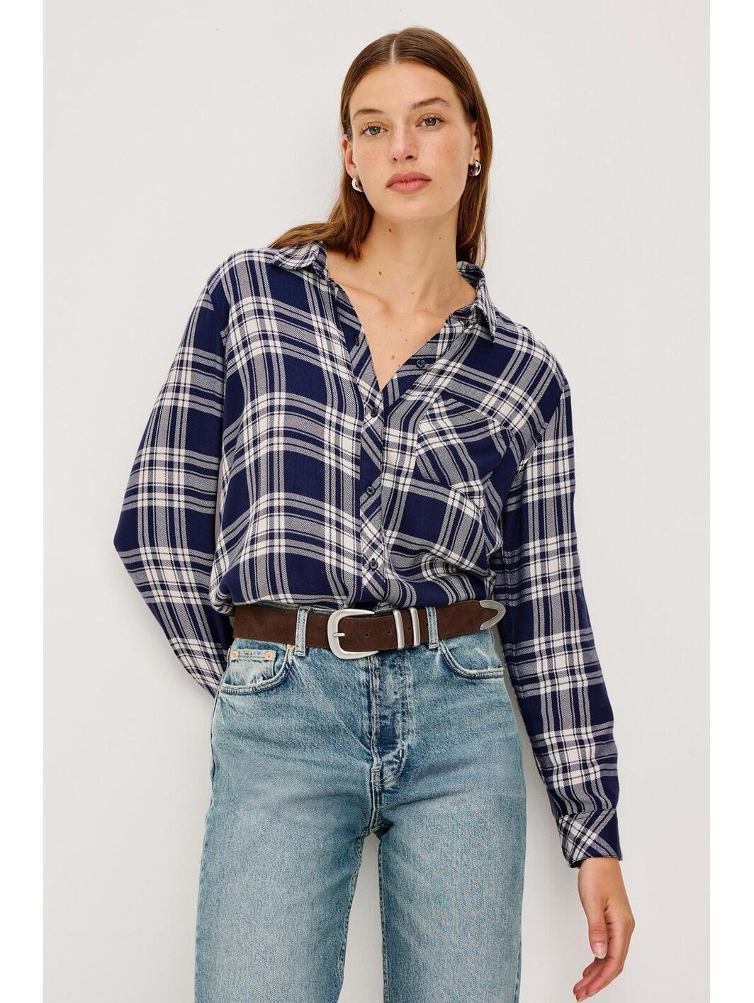 Rails Women’s Hunter Button Down In Arctic White-Size Medium